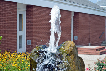Decorative water fountain in a small town