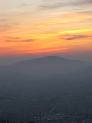 Colorful sunset over mountains landscape in Portugal