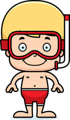 Cartoon Smiling Snorkeler Boy