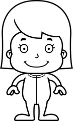 Cartoon Smiling Girl In Pajamas
