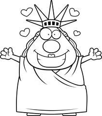 Cartoon Statue of Liberty Hug