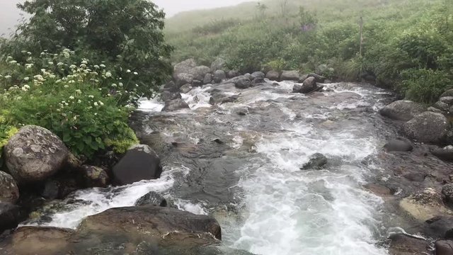 Fast moving river in elevit plateau from rize turkey
