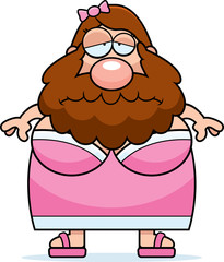 Sad Cartoon Bearded Lady