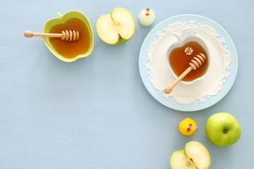Rosh hashanah (jewish New Year holiday) concept. Traditional symbols