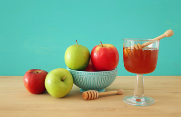 Rosh hashanah (jewish New Year holiday) concept. Traditional symbols