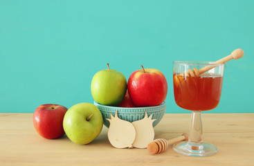 Rosh hashanah (jewish New Year holiday) concept. Traditional symbols