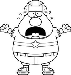 Scared Cartoon Hockey Player