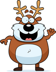 Cartoon Reindeer Waving
