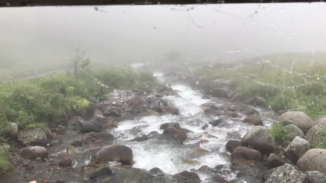 Fast moving river in elevit plateau from rize turkey