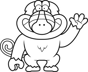 Cartoon Baboon Waving