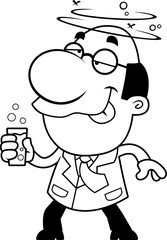 Cartoon Scientist Drinking