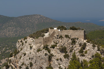 Fototapeta na wymiar Ruins of the medieval Monolithos castle on Rhodes island, Greece