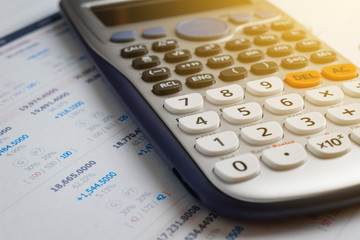 close up advance calculator for engineer or business on the finance/math paper.