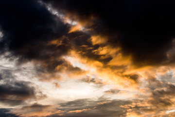 colorful dramatic sky with cloud at sunset
