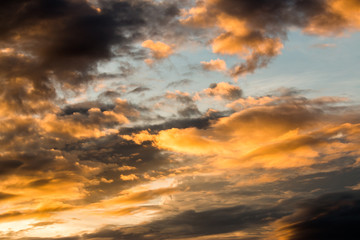 colorful dramatic sky with cloud at sunset