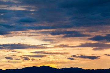 colorful dramatic sky with cloud at sunset