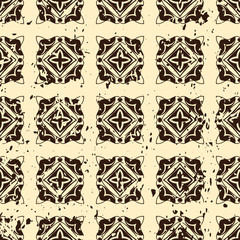 Abstract vintage ornamental pattern with fading and scratches, paint splashes. Vector template can be used for design of wallpaper, fabric, oilcloth, textile, wrapping paper and other design