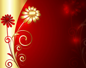 Abstract Golden Flowers Background