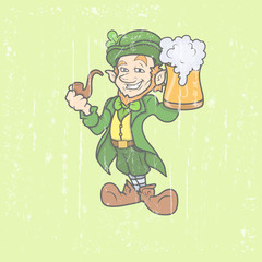 Happy Young Leprechaun Celebrating Patrick's Day