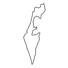 Israel map of black contour curves of vector illustration