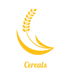 Wheat spike yellow isolated on white background. Grain plant silhouette. Spica icon. Ear organic. Vector illustration flat design. Cereals natural. Maybe as a logo.