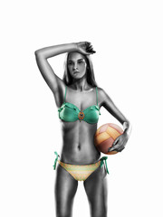 Young woman voleyball player isolated with ball