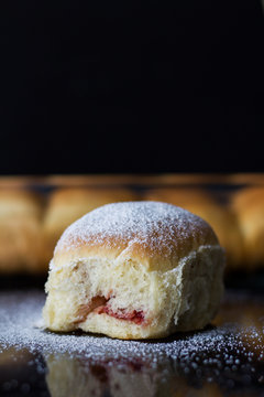 Homemade Buchteln (baked, sweet yeast dumplings) with jam