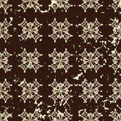 Naklejka na ściany i meble Abstract vintage ornamental pattern with fading and scratches, paint splashes. Vector template can be used for design of wallpaper, fabric, oilcloth, textile, wrapping paper and other design