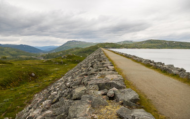 The Sysen Dam near Eidfjord in Norway supplying Sima Power Plant with water.