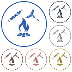 Grilled kebab and sausage icon