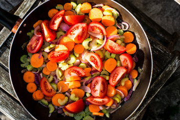 Frying a Pan Full of Fresh Vegetables