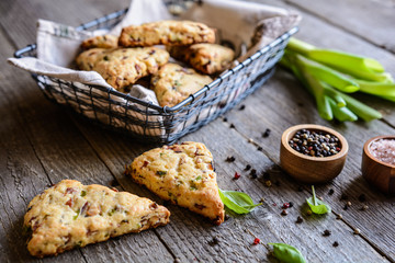 Savory Scones with cheese, bacon and scallion