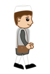 Walking Cartoon indian village Reporter Character