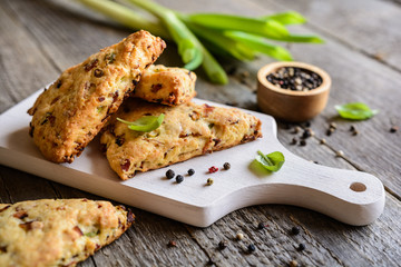 Savory Scones with cheese, bacon and scallion