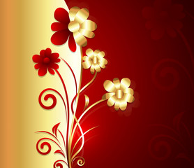 Valentine Golden Floral Background