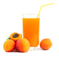 apricot juice isolated on white background