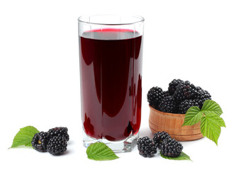 blackberries juice isolated on white background