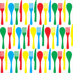 Multicolored cutlery illustration for pattern, background or wallpaper