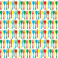 Multicolored cutlery illustration for pattern, background or wallpaper