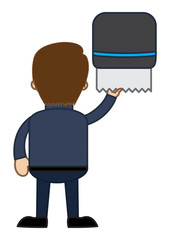 Cartoon Man Pulling Tissue Papers Vector