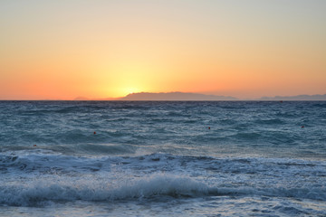 Sunset over Aegean Sea Rhodes island