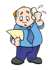 Scared Businessman Looking Bill