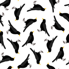 Seamless pattern with silhouettes of birds