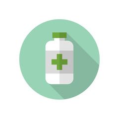 Medicine Bottle Round Flat Medical Icon Illustration
