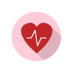 Heartbeat Round Flat Medical Icon Illustration