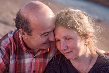 Fototapeta premium Portrait of a happy romantic couple outdoors.