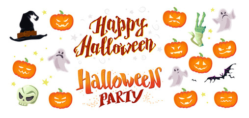 Vector cartoon Halloween design elements 