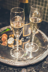 Tray of sparkling wine