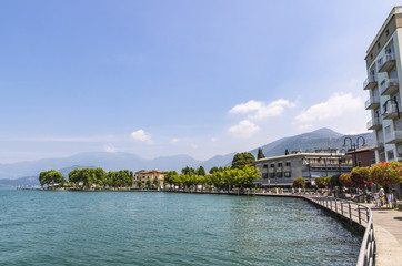 Promenade street in Iseo city, Iseo lake, Italy