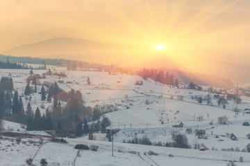 Fototapeta na wymiar Winter landscape with snow in mountains